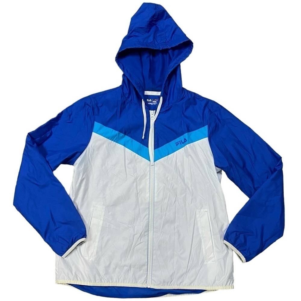 Fila Sport Live In Motion Blue Hooded Windbreaker Full Zip Jacket Size Medium